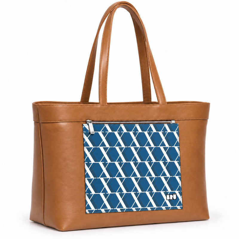 Borsa Biggy | Brown – Rome Edition Blue – laterale
