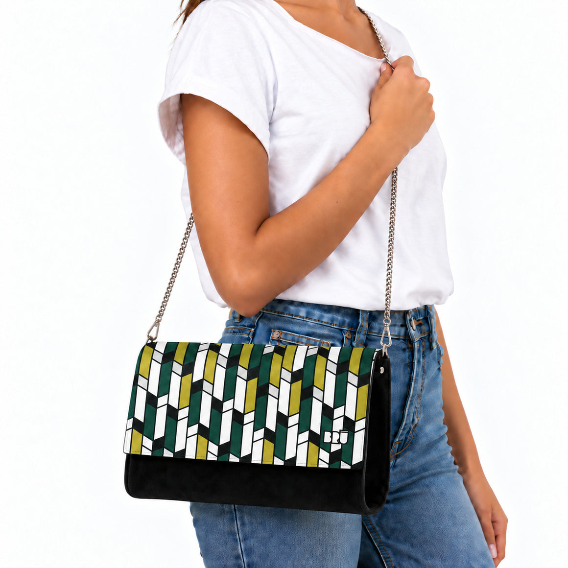 Borsa Muà | Black – Green Arrows – indossata