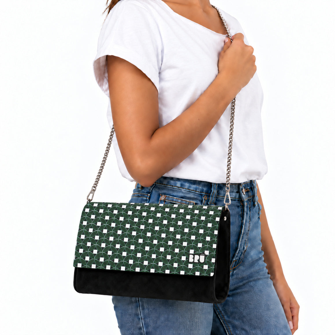 Borsa Muà | Black – Green Floor – indossata