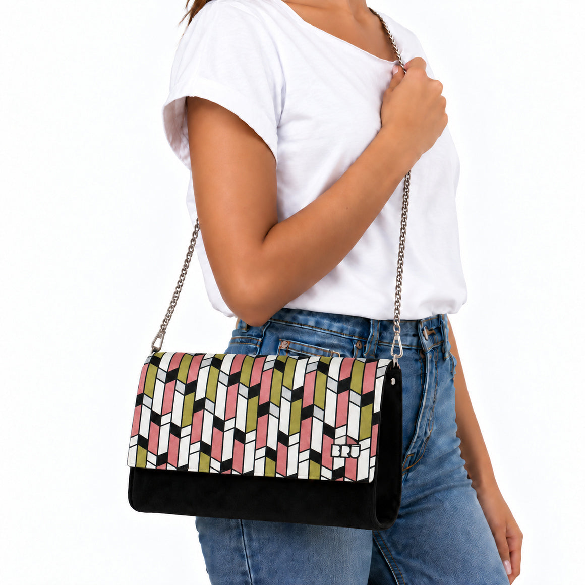 Borsa Muà | Black – Pink Arrows – indossata