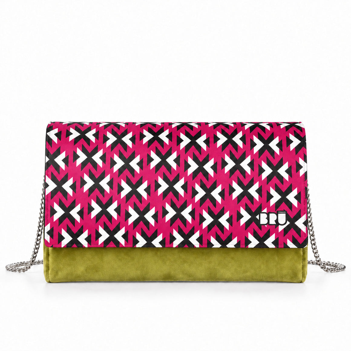 Borsa Muà | Green Lime – Fuchsia Stick – frontale