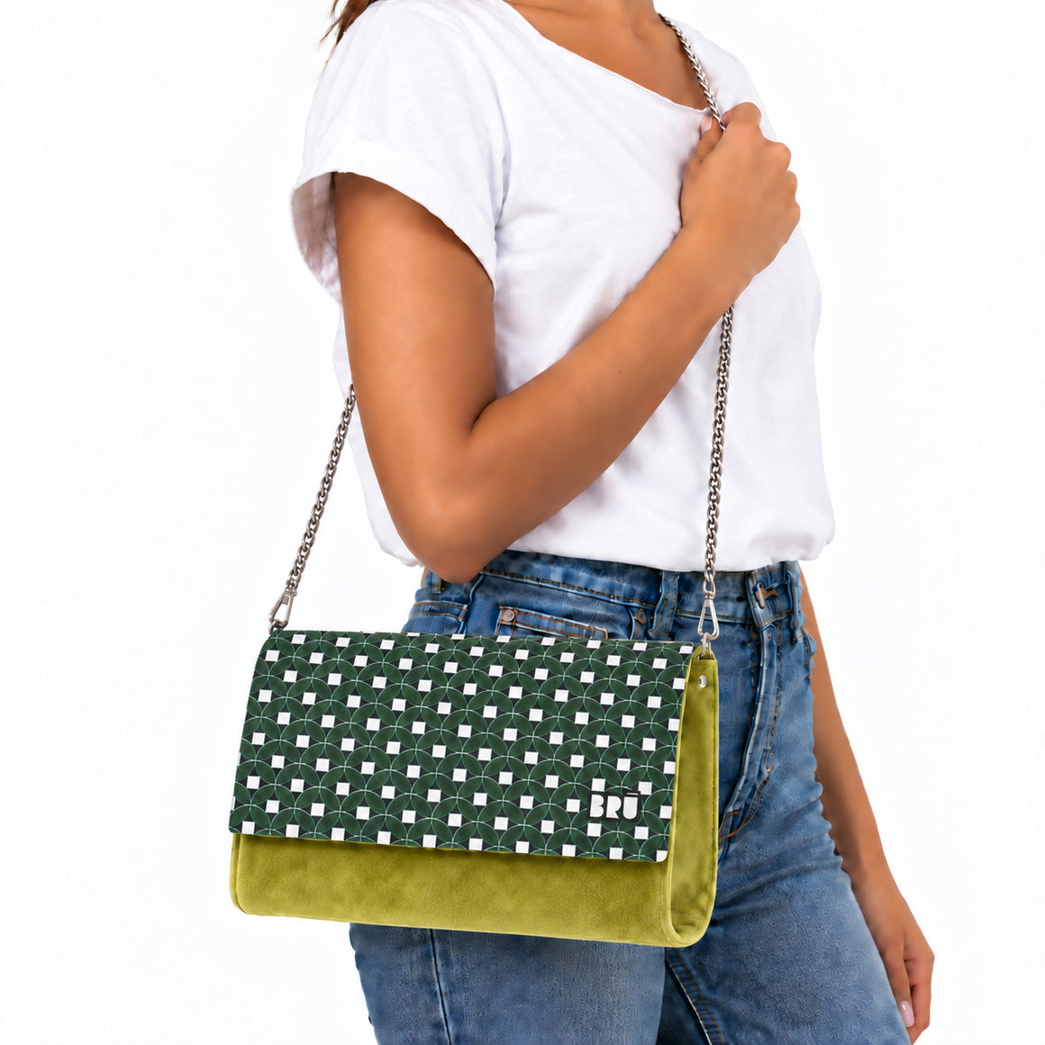 Borsa Muà | Green Lime – Green Floor – indossata