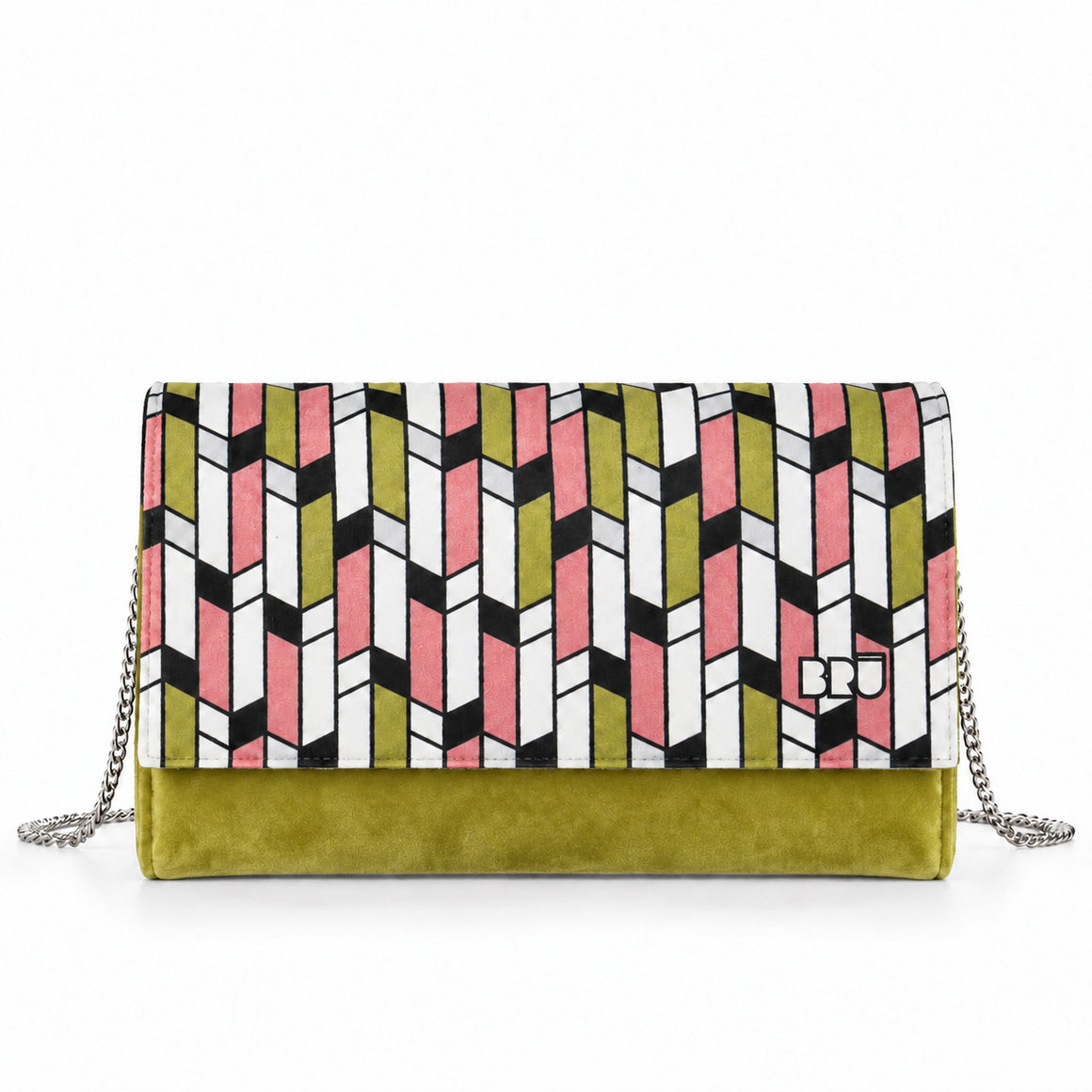 Borsa Muà | Green Lime – Pink Arrows – frontale