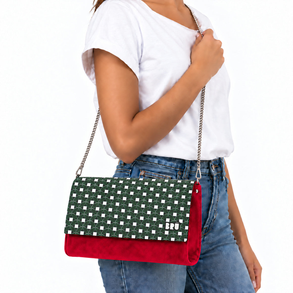 Borsa Muà | Red – Green Floor – indossata