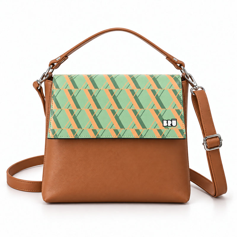 Borsa Zazzy | Brown – Rome Edition Green – frontale