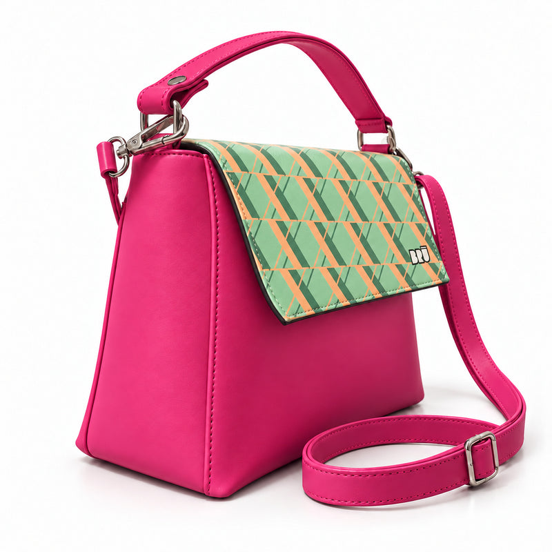 Borsa Zazzy | Fuchsia – Rome Edition Green – laterale