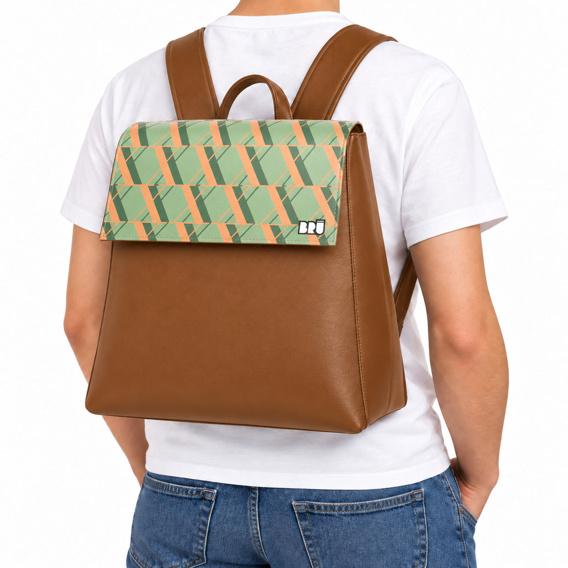 Zaino Mimì | Brown – Rome Edition Green – indossata