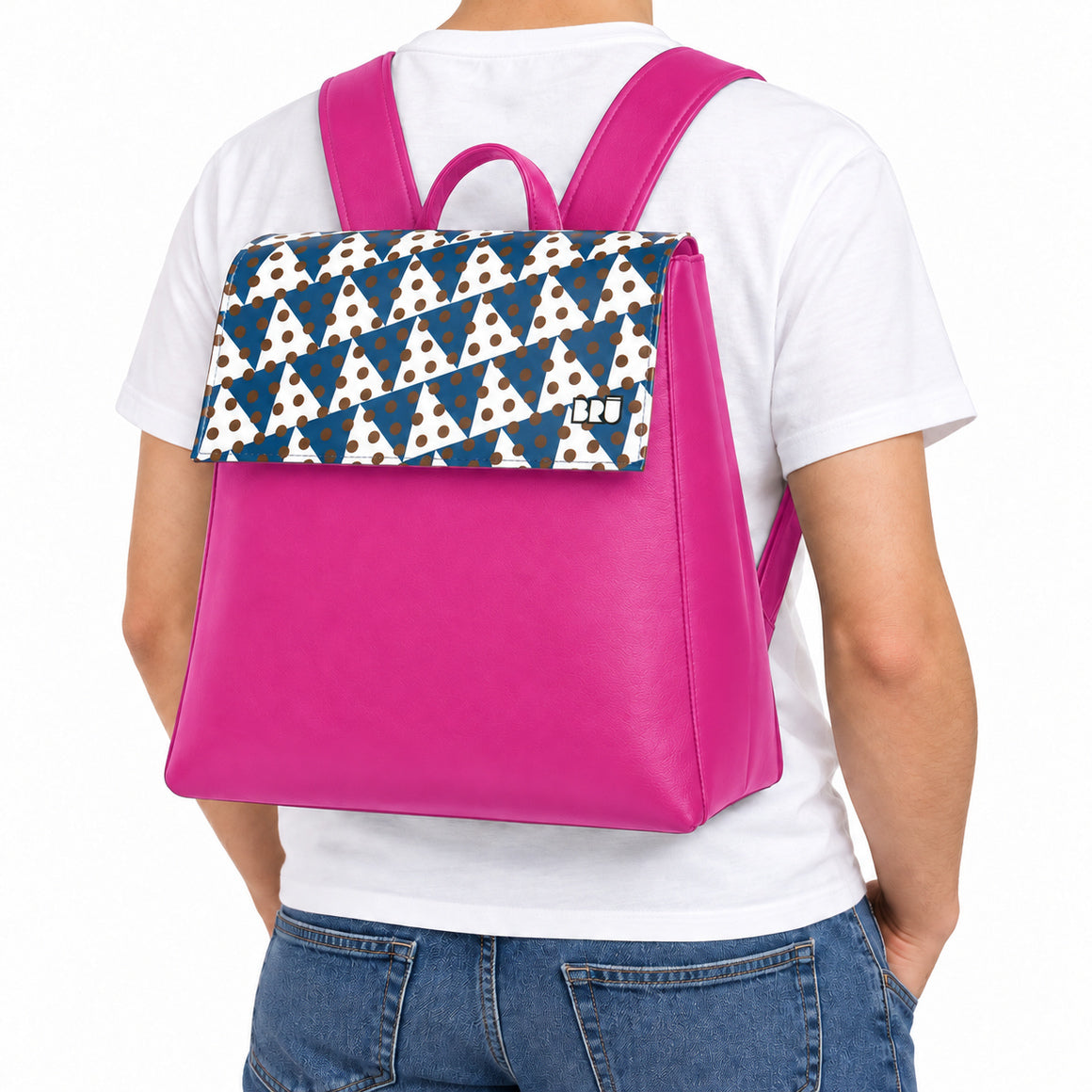 Zaino Mimì | Fuchsia – Naples Edition Blue – indossata