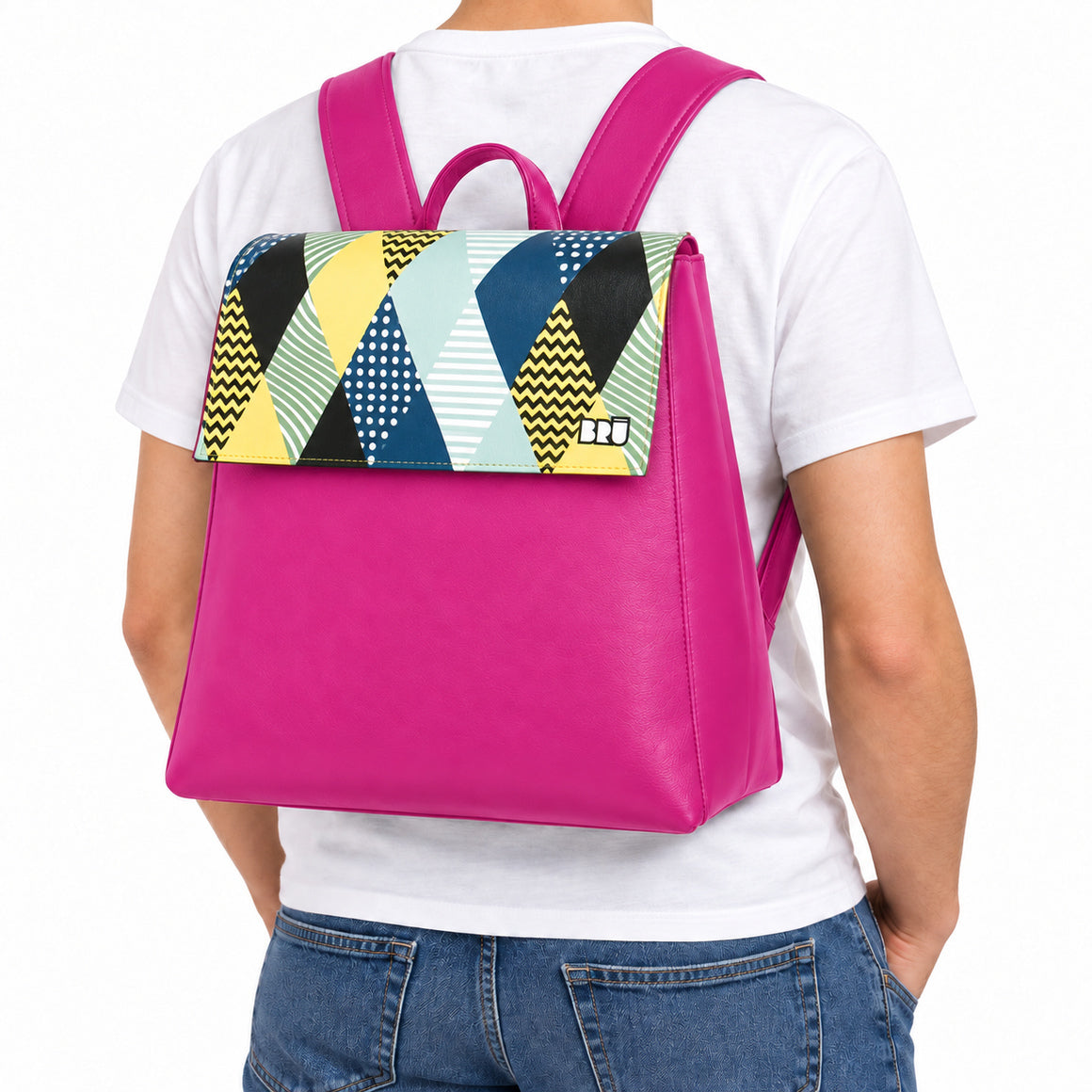 Zaino Mimì | Fuchsia – Venice Edition Blue – indossata